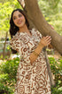 Women Abstract Printed Pure Cotton Tiered Fit & Flare Midi Dress